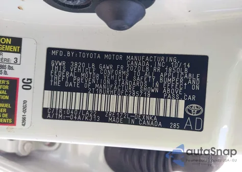 2015 Toyota Corolla L/Le/Le Pls/Prm/S/S Pls из США, поврежденный, VIN 2T1BURHE0FC285718